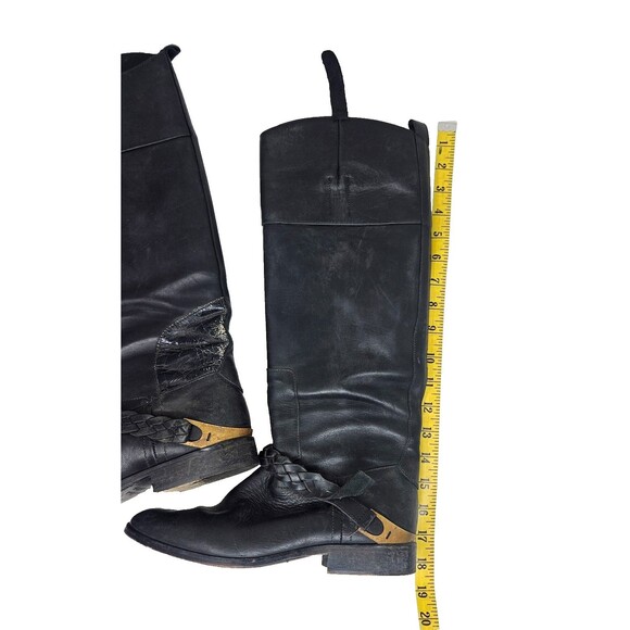 GOLDEN GOOSE Tall Leather Boots Clamp Heel Black Women's 38 US 7, 7.5 Equestrian - Picture 16 of 16